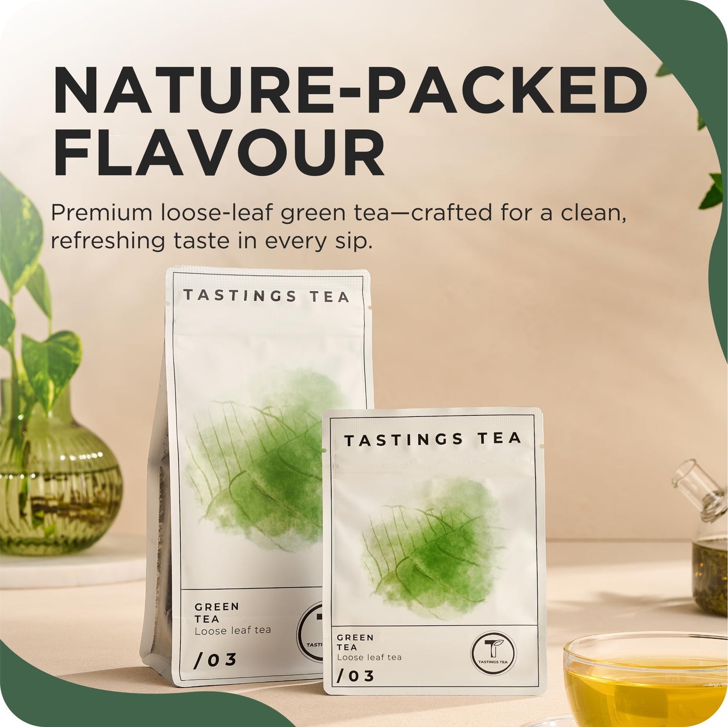 Tastings Tea Green Tea - 2.75 oz Loose Leaf | Enhanced Focus & Mental Clarity | Practice Mindfulness
