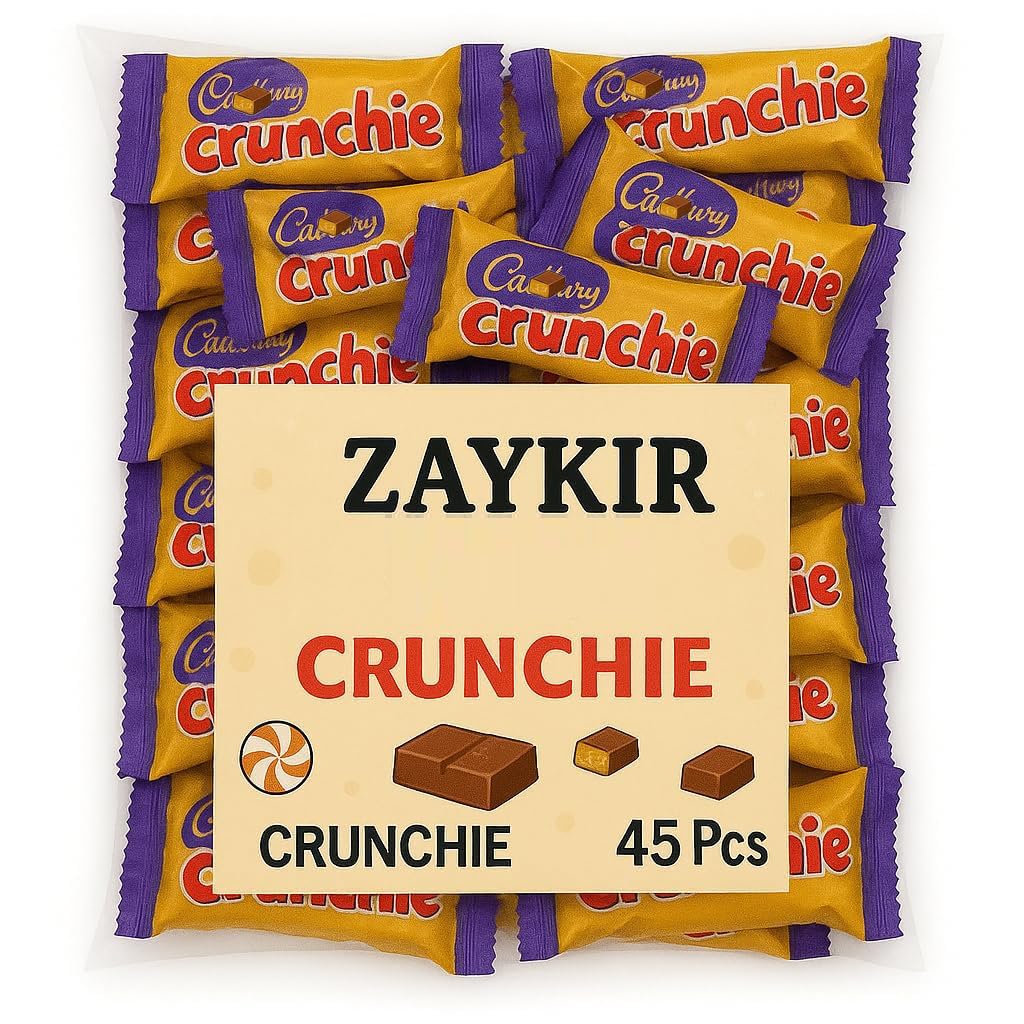 Cadbary 15g Chocolate Mini Bars Bulky Bag Candy for Parties & Gifts (Crunchie - 45Pcs)