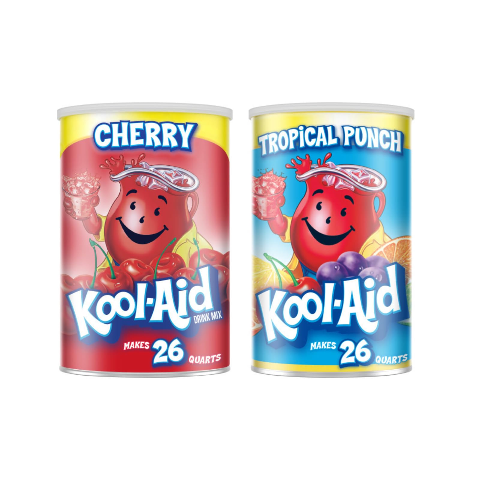 Kool-Aid Drink Mix Duo for Beverage Mixing, Flavored Hydration and Water Flavoring, Cherry and Tropical Punch, 19 Ounce Canisters (Variety Pack)