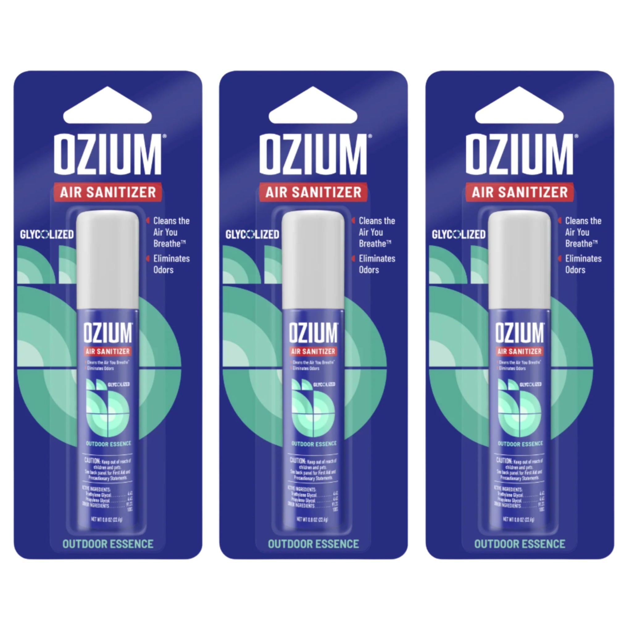 Ozium Air Sanitizer & Odor Eliminator for Homes, Cars, Offices and More, Outdoor Essence, 0.8 Oz (Pack of 3) (packaging may vary)
