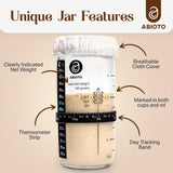 ABIOTO Sourdough Starter Kit, Includes 24 oz Sourdough Starter Jar with Metallic Lid, Silicone Spatula, Feeding Tracker, Extra Thermometer Strips