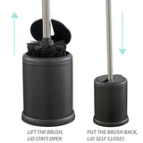 Bath Bliss Toilet Brush and Holder | Self Closing Lid | 360 Degree Brush Head | Bathroom Cleaning | Compact Size | Storage and Organization | Matte