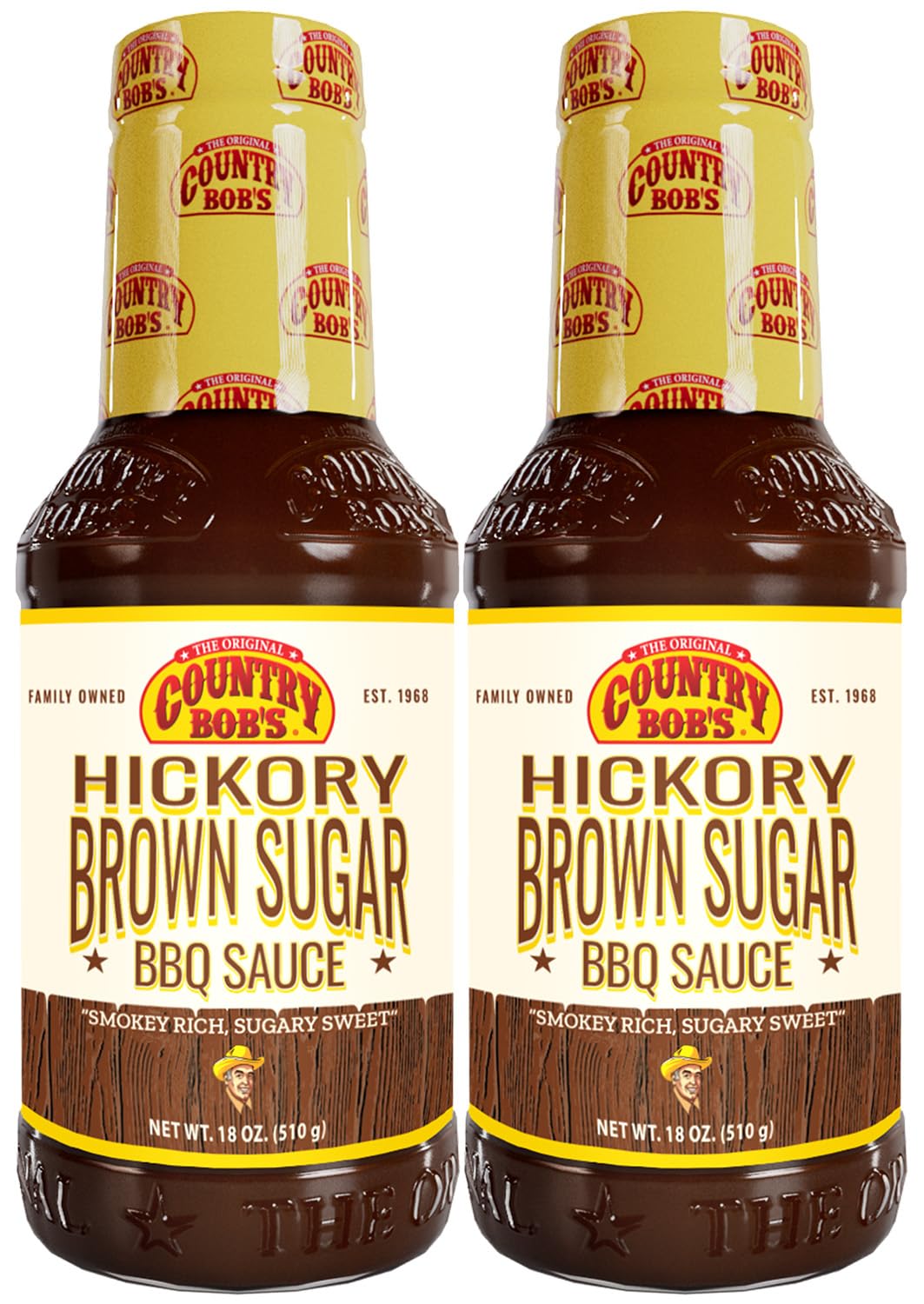 Country Bob's - Hickory & Brown Sugar Barbecue Sauce - 18 oz (Pack of 2)