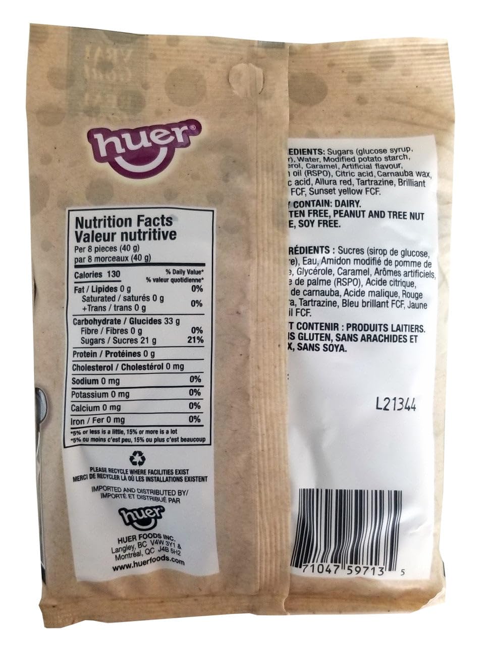 Huer Licorice Bears Gummy Candy, 120g/4.2 oz
