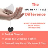 Big Heart Tea Co. Tea Bags - Cup of Love Red Rose - Certified Organic, Floral Ayurvedic Herbal Decaf Tea in Zero Plastic Sachets with Small Batch