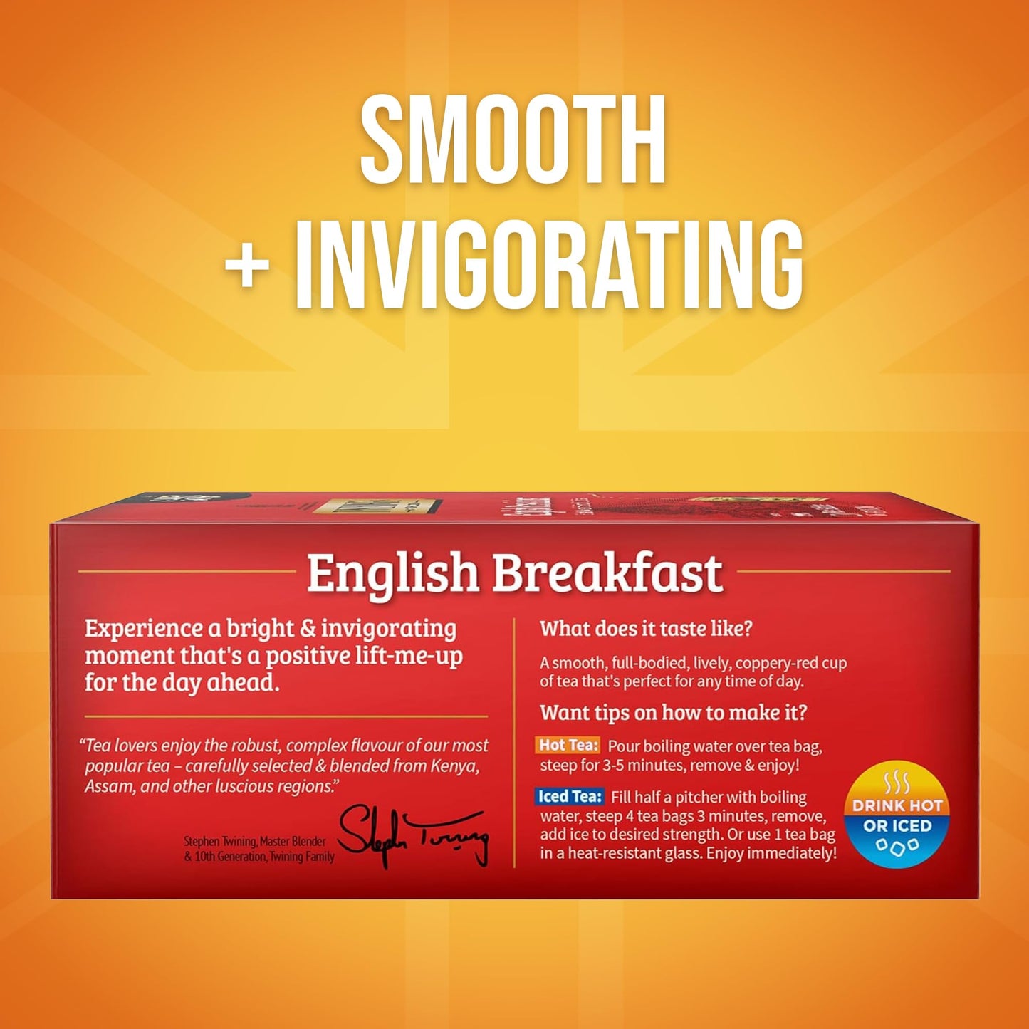 Twinings English Breakfast Black Tea Individually Wrapped Bags, 100 Count (Pack of 1), Smooth, Flavourful, and Robust, Caffeinated, Enjoy Hot or Iced