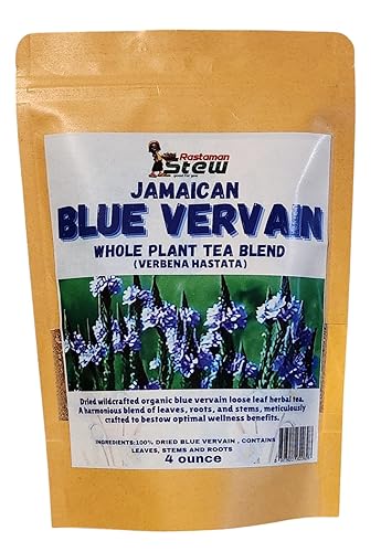 Blue Vervain Loose Leaf Tea - Organic Wildcrafted Caribbean Herbal Tea - Caffeine Free Single Ingredient Jamaican Herb - Rastaman Stew 4oz