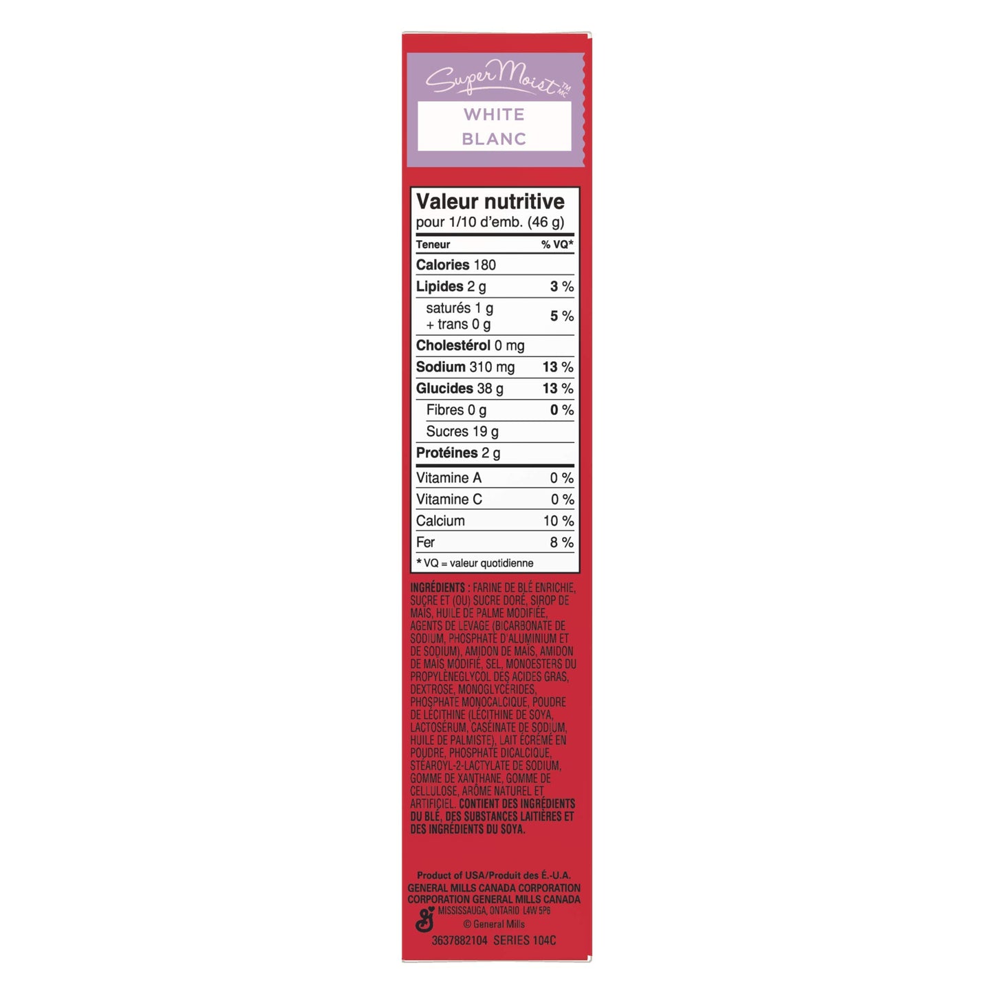 Betty Crocker, SuperMoist White Cake Mix, 461g/16.3oz.
