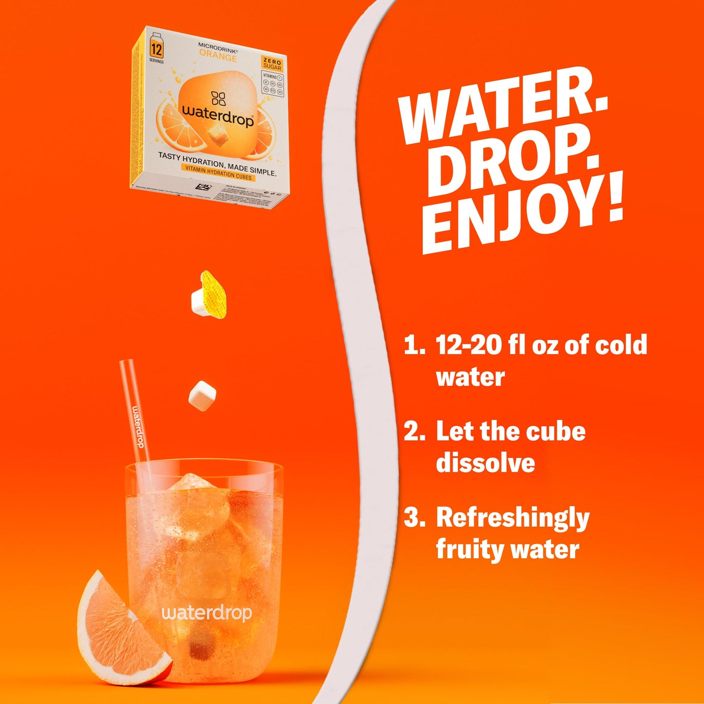 Waterdrop Hydration Cubes With Vitamin C, B Vitamins and Electrolytes, 4 Flavor Electrolyte Variety Pack, Flavored Water Enhancer Cubes for Still
