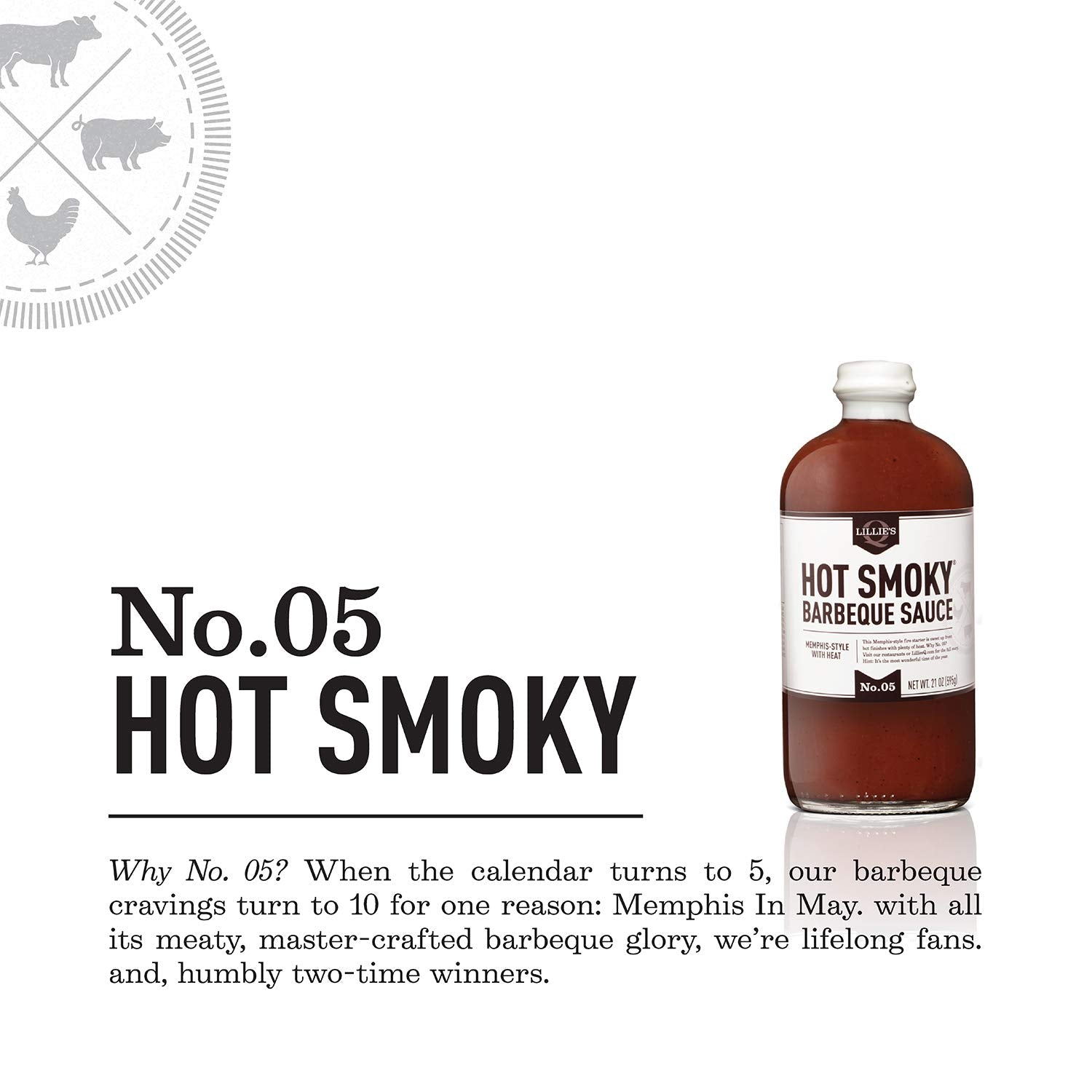 Lillie’s Q - Hot Smoky Barbeque Sauce, Gourmet BBQ Sauce, Sweet Brown Sugar BBQ Sauce with Spicy Cayenne, Mild Smoky Flavor, Premium Ingredients, Made