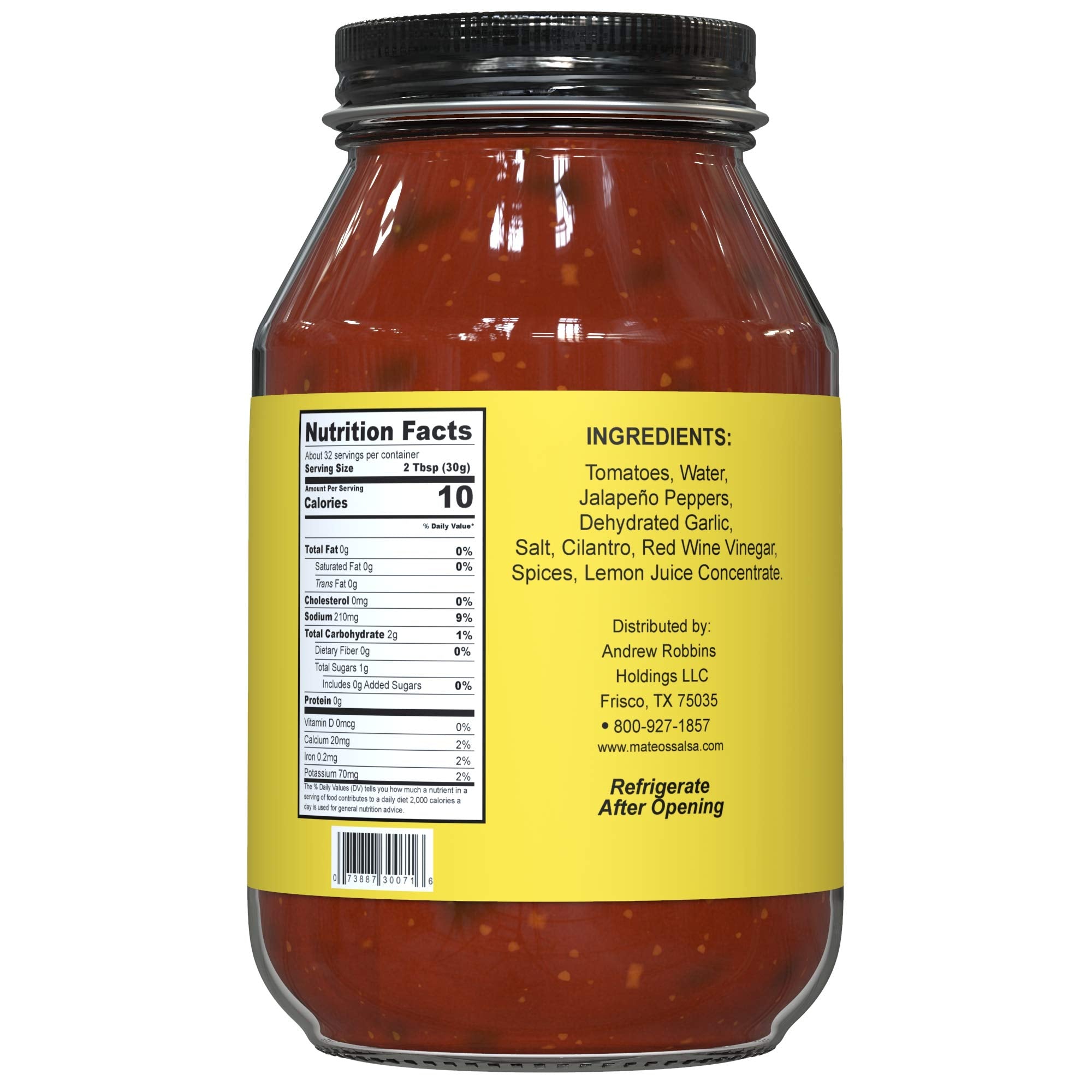 Mateo’s Gourmet Salsa - Medium Hot Spicy Salsa Dip for Tortillas, Tacos, Nachos, Chips, Snacks, Salads - No Gluten, Made of Fresh Tomatoes & Jalapeno