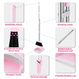 BSKLIN Broom and Dustpan Set for Home, 52” Long Handle Broom with Dustpan Combo Set with Dust Pan Teeth to Clean Hair Sweeping Set for Kitchen