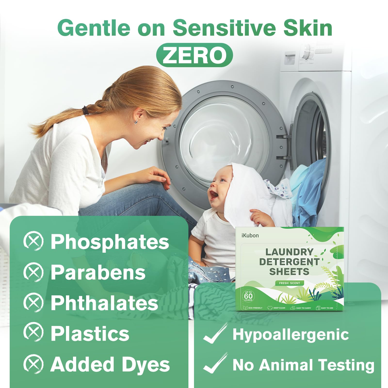 Laundry Detergent Sheets, Hypoallergenic Laundry Sheets Detergent, Eco Liquidless Laundry Detergent, No Plastic & Easy Carry for Travel/Home/Dorm - Up