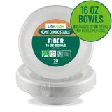 LIFEMADE 160 Count 16 oz Bowls, Home (TUV OK compost HOME Certified) and Commercially Compostable (BPI® Certified), 8 bundles of 20 bowls per case