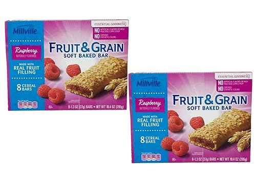 Millville Fruit & Grain Soft Baked Bar Naturally Flavored Real Fruit Filling: Raspberry - 16 ct.