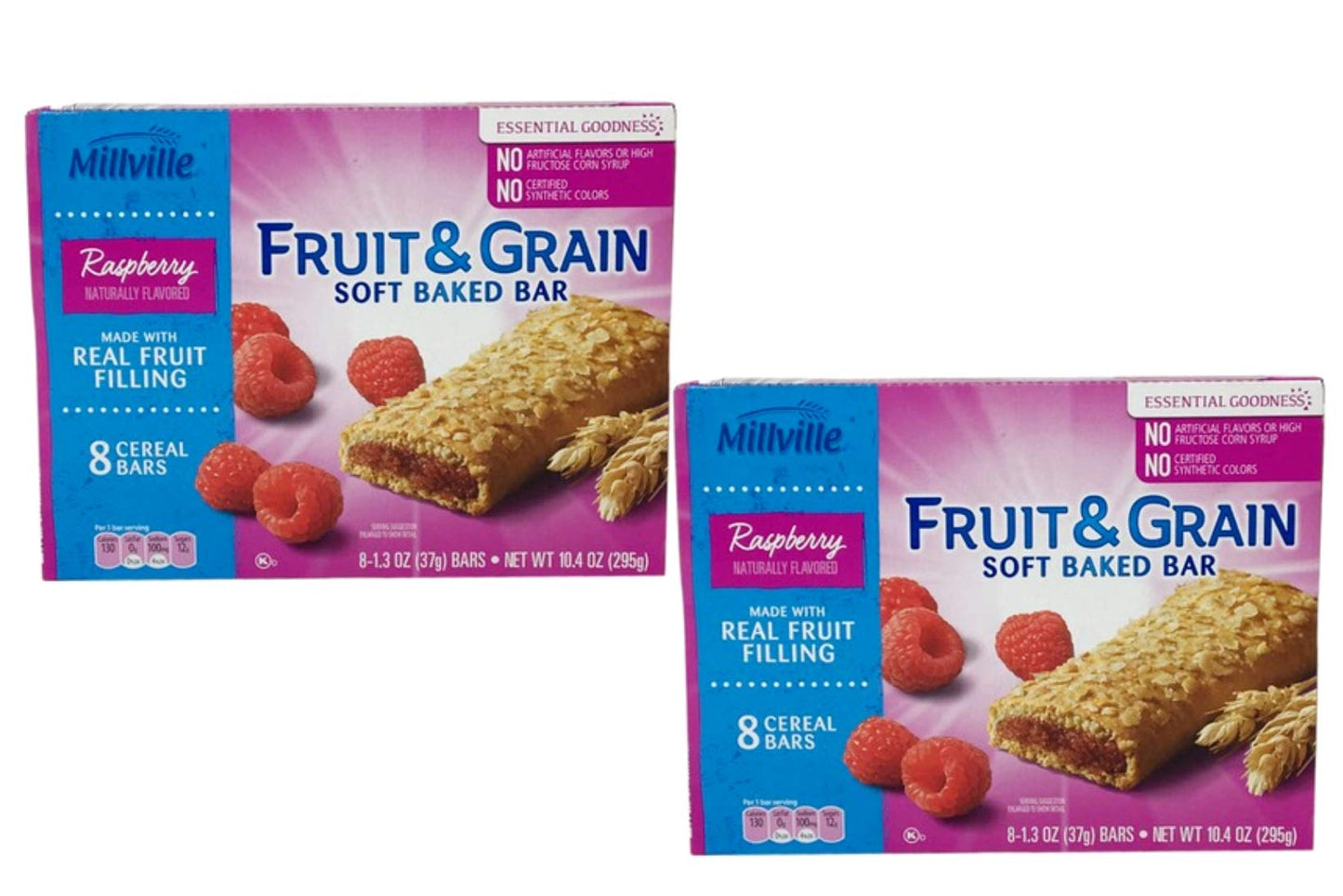 Millville Fruit & Grain Soft Baked Bar Naturally Flavored Real Fruit Filling: Raspberry - 16 ct.
