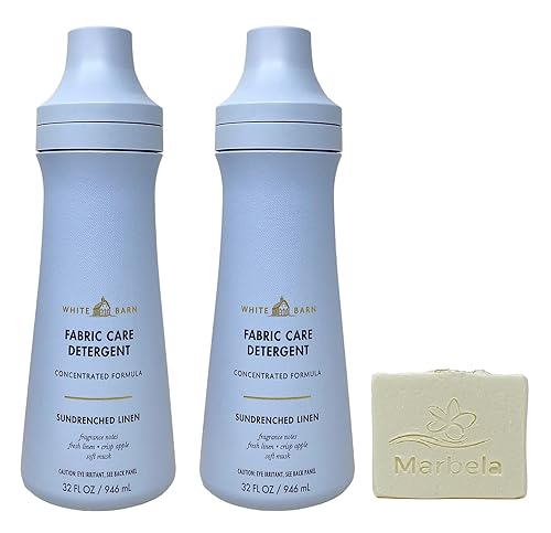 Bath & Body Works Sun-Drenched Linen 2 Pack Fabric Care Detergent Gift Set with a Natural Oats Bar Soap