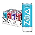 ZOA Zero Sugar Energy Drinks with Electrolytes, Vitamin C, Amino Acids, B-Vitamins, Made with Green Tea Caffeine, Sugar-Free Variety Pack- Four