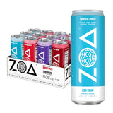 ZOA Zero Sugar Energy Drinks with Electrolytes, Vitamin C, Amino Acids, B-Vitamins, Made with Green Tea Caffeine, Sugar-Free Variety Pack- Four