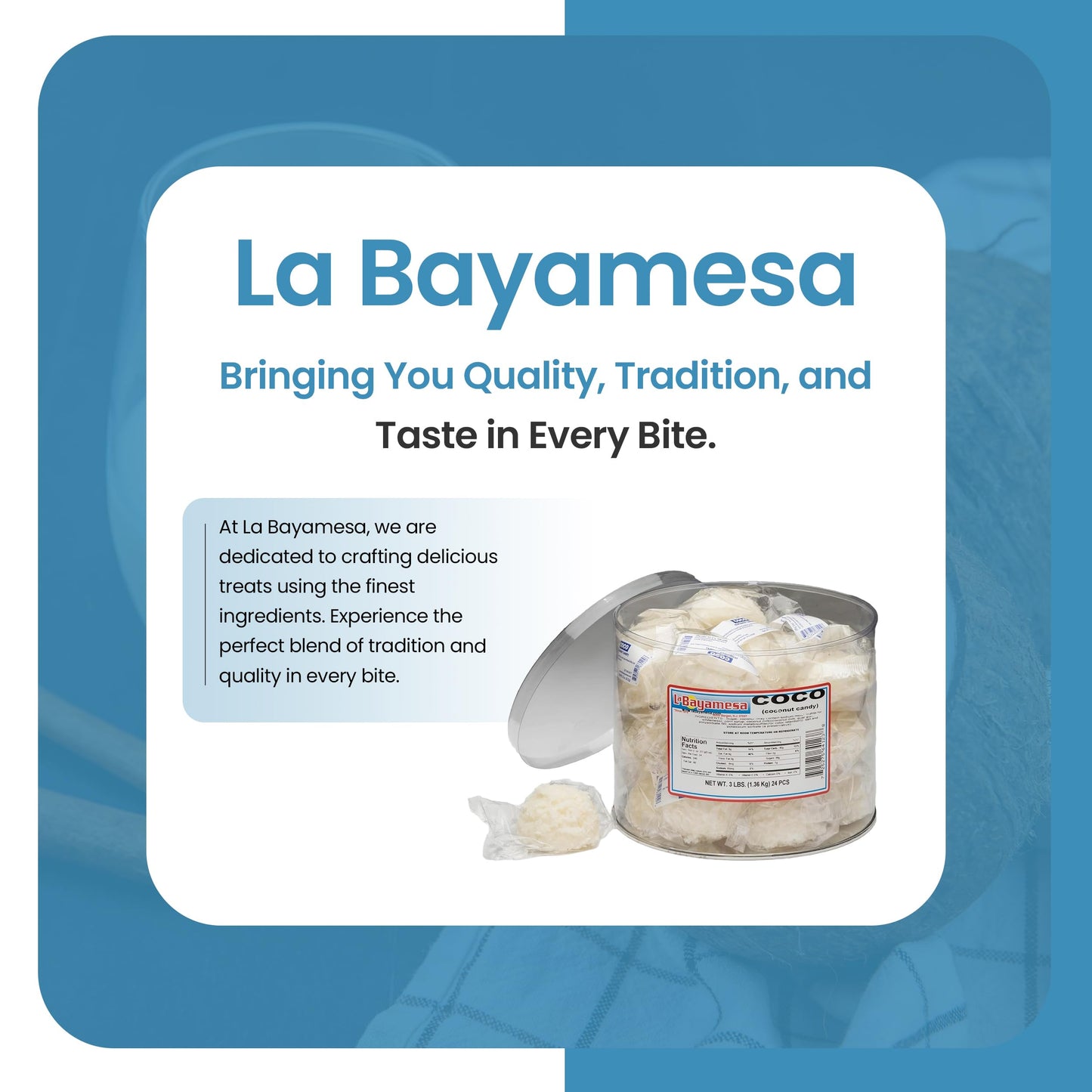 La Bayamesa || Coco Blanco || 3lb || (Coconut & Milk Candy Snack) coconut yogurt || coconut cookies || (pack 24)