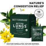Betterbrand Mullein Tea Bags for Lung Detox - Respiratory Support with Thyme, Elderberry, Ginseng, Ginger, Caffeine Free Herbal Blend - 15 Tea Bags