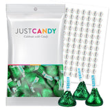 180 Green Hershey's Chocolate Kisses And Celebrate Kiss Stickers for Favors