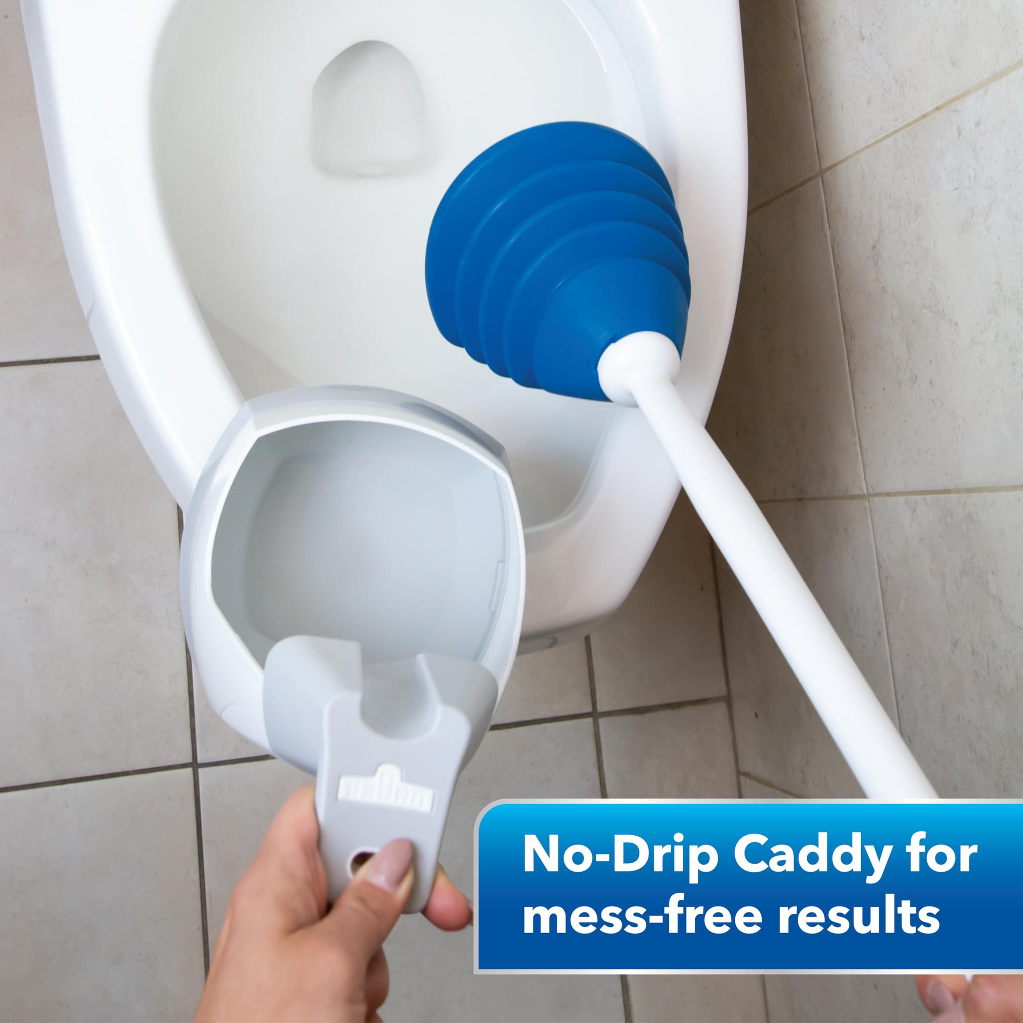 Unger EZ No-Drip Combo Toilet Brush and Plunger Set with Carrying Caddy, Cleaning Tools for Home and Business Bathroom, Discreet Scrubber Accessories