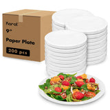 Karat [200 ct 9 Inch Disposable Paper Plates,Heavy-Duty Compostable Bulk Plates for Parties, Events | Grease Resistant, BPA-Free, Recyclable (White)