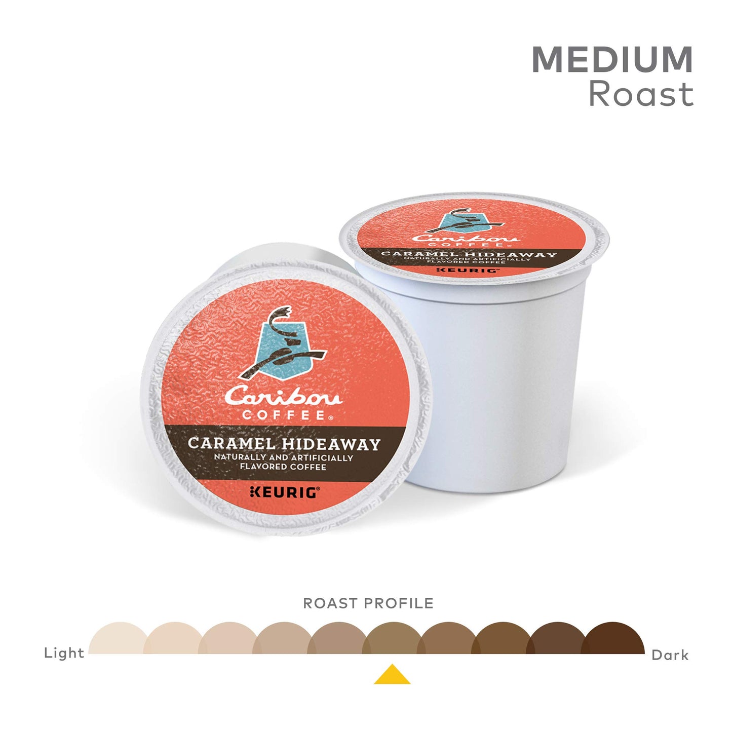 Caribou Coffee Caramel Hideaway, Single-Serve Keurig K-Cup Pods, Flavored Coffee, 60 Count