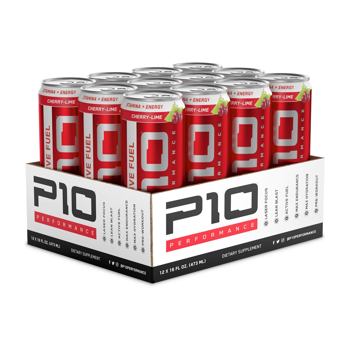 P10 Performance Active Fuel Fitness Recovery Energy Drink, Restore Electrolytes, B Vitamins for Mood, Mental Clarity, Hydration Recovery, Zero Sugar