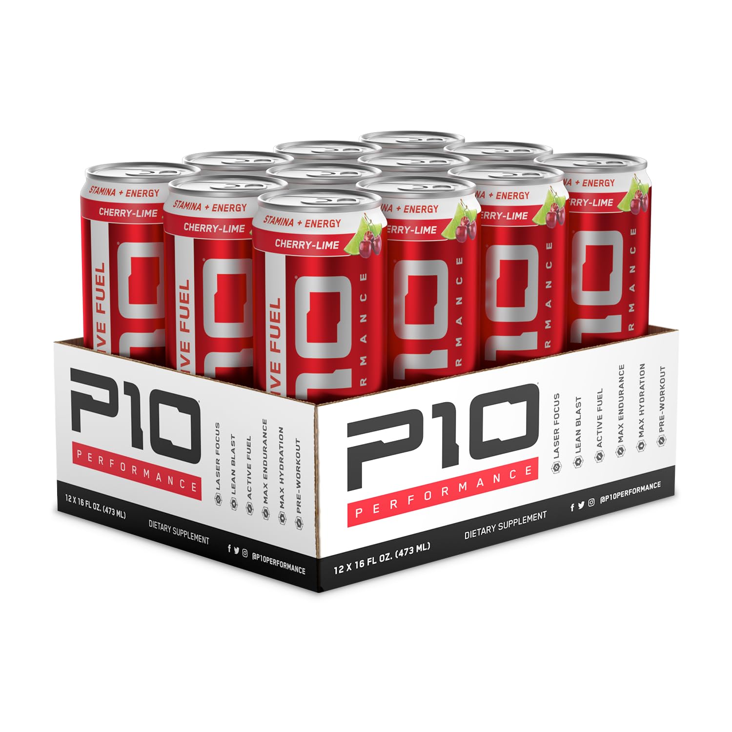 P10 Performance Active Fuel Fitness Recovery Energy Drink, Restore Electrolytes, B Vitamins for Mood, Mental Clarity, Hydration Recovery, Zero Sugar