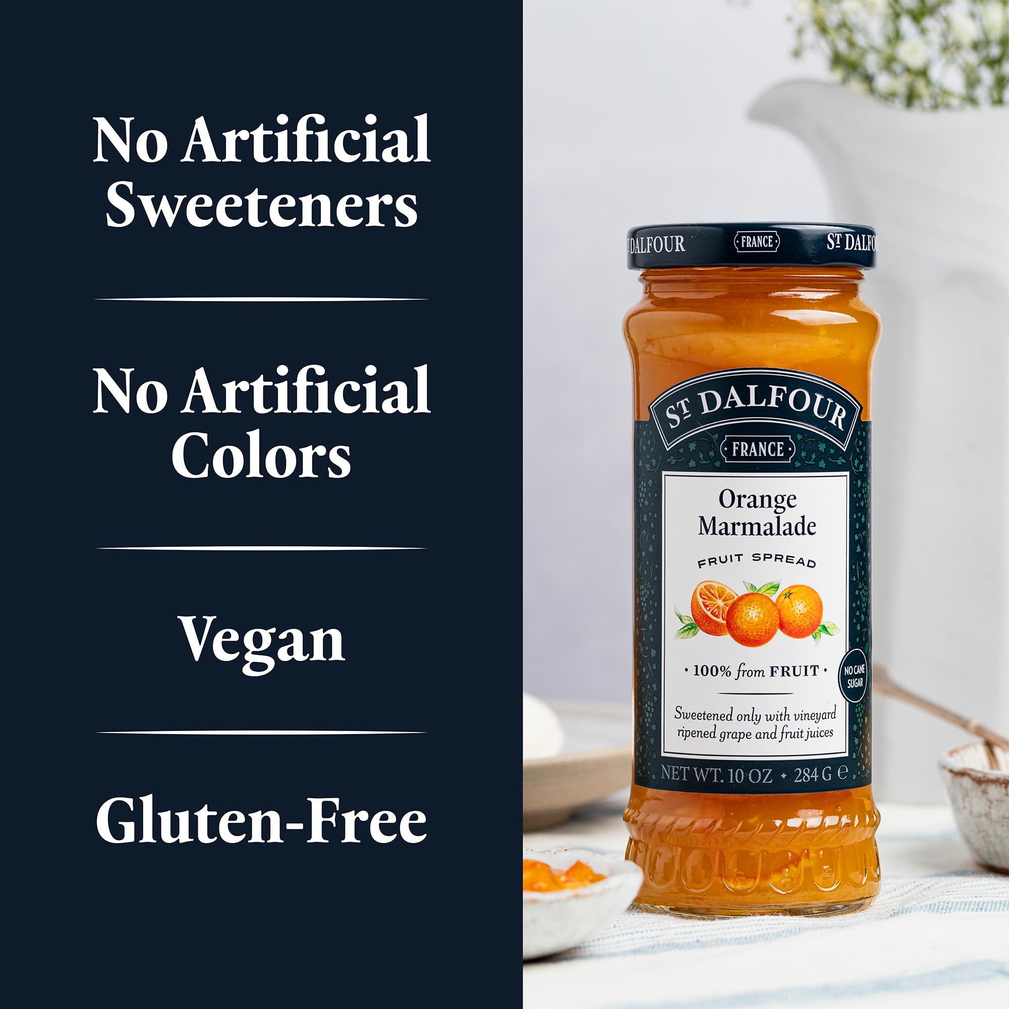 St. Dalfour Orange Marmalade Fruit Spread - 10oz - 100% from Fruit, No Artificial Ingredients, Non-GMO, No Cane Sugars, All Natural