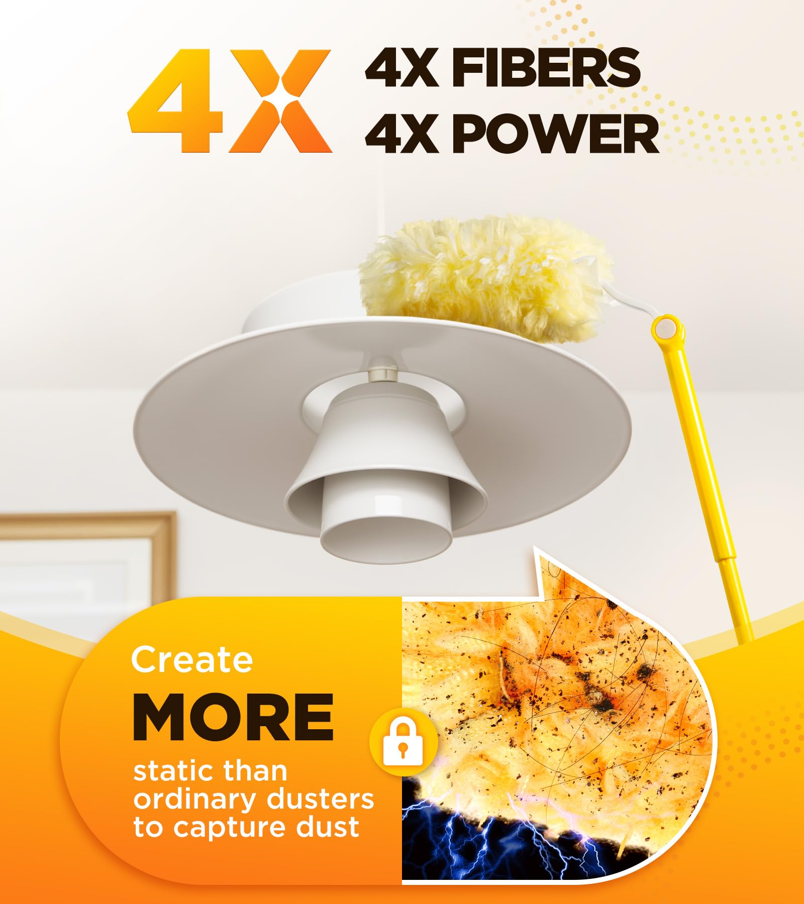 Heavy Duty Duster Refill Kit for Swiffer Duster with 3 ft Extension Pole & 20 Count Refills, 4X Microfibers Multisurface Dusters for Cleaning Home