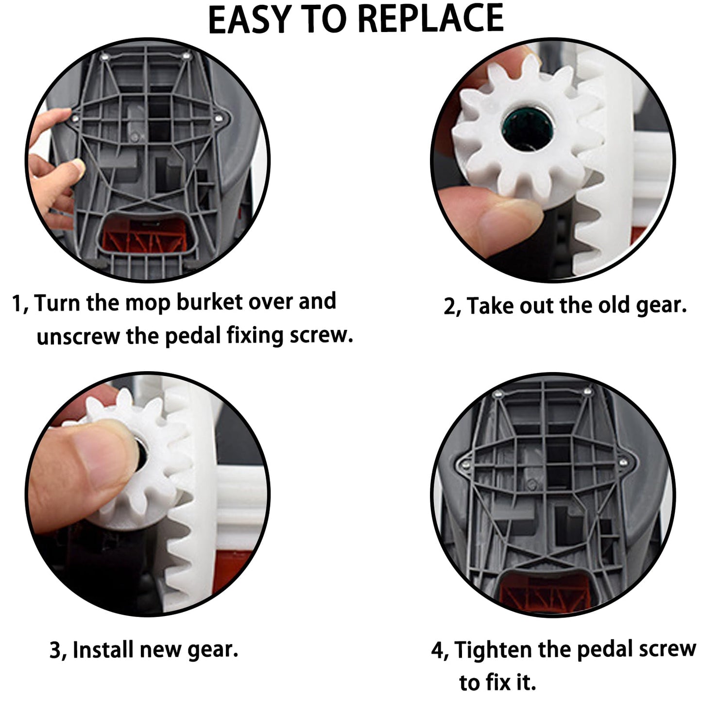 Odashen 1 Pcs Easy Mop Pedal Broom Spin Replacement One Way Clutch Bearing Bucket Gear Sprockets Replacement for Vileda for O-Cedar Easywring