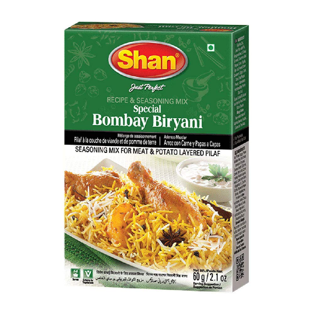 Shan - Bombay Biryani Seasoning Mix (60g) - Spice Packets for Spicy Meat Pilaf