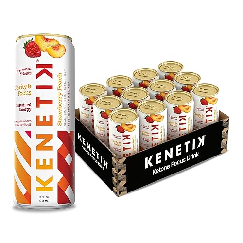 KENETIK Caffeine-Free Focus Drink - Brain Fuel for Mental Clarity and Cognitive Endurance, Sugar-Free, Bioidentical Ketones (D-BHB), 12oz - 12 Pack