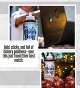 2x Blues Hog BBQ Sauce Smokey Mountain 24 oz Bundle with Flat Chip Brush - Hickory-Smoked Basting and Finishing Sauce for Meats and Sides - Gift Set