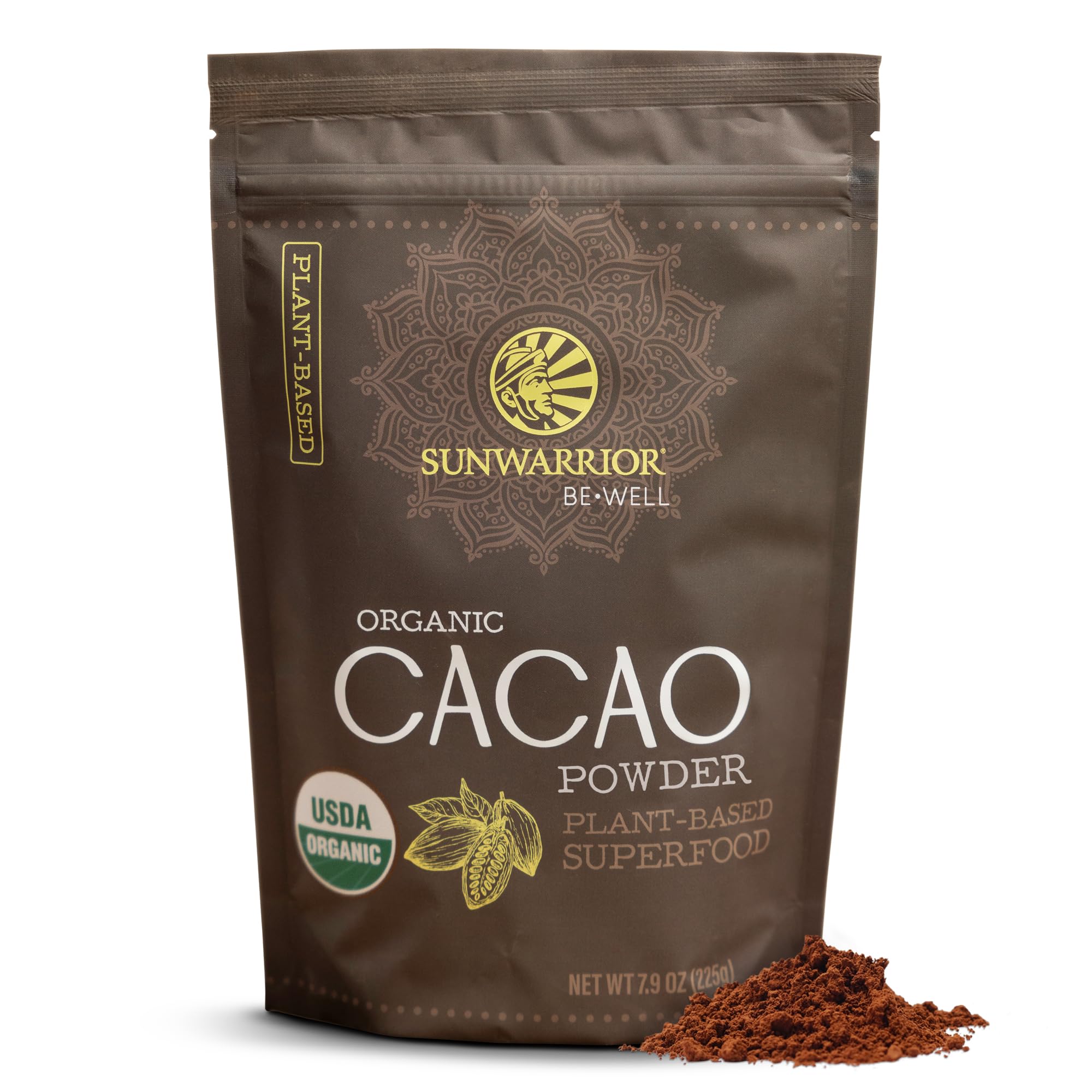 Pure Cacao Powder Organic Unsweetened & Raw | Premium USDA Organic Cacao Powder for Baking Smoothies and Hot Chocolate | Non-Alkalized No Added Sugar Non-GMO Gluten Free Vegan & Kosher (225g)