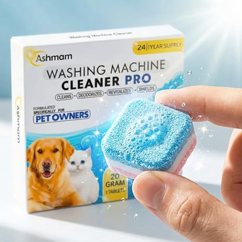 Ashmam Washing Machine Cleaner Tablets, 24 Pack 1 Year Supply - Deep Clean Washer Cleaner for Front Load & Top Load HE Machines, Removes Odor