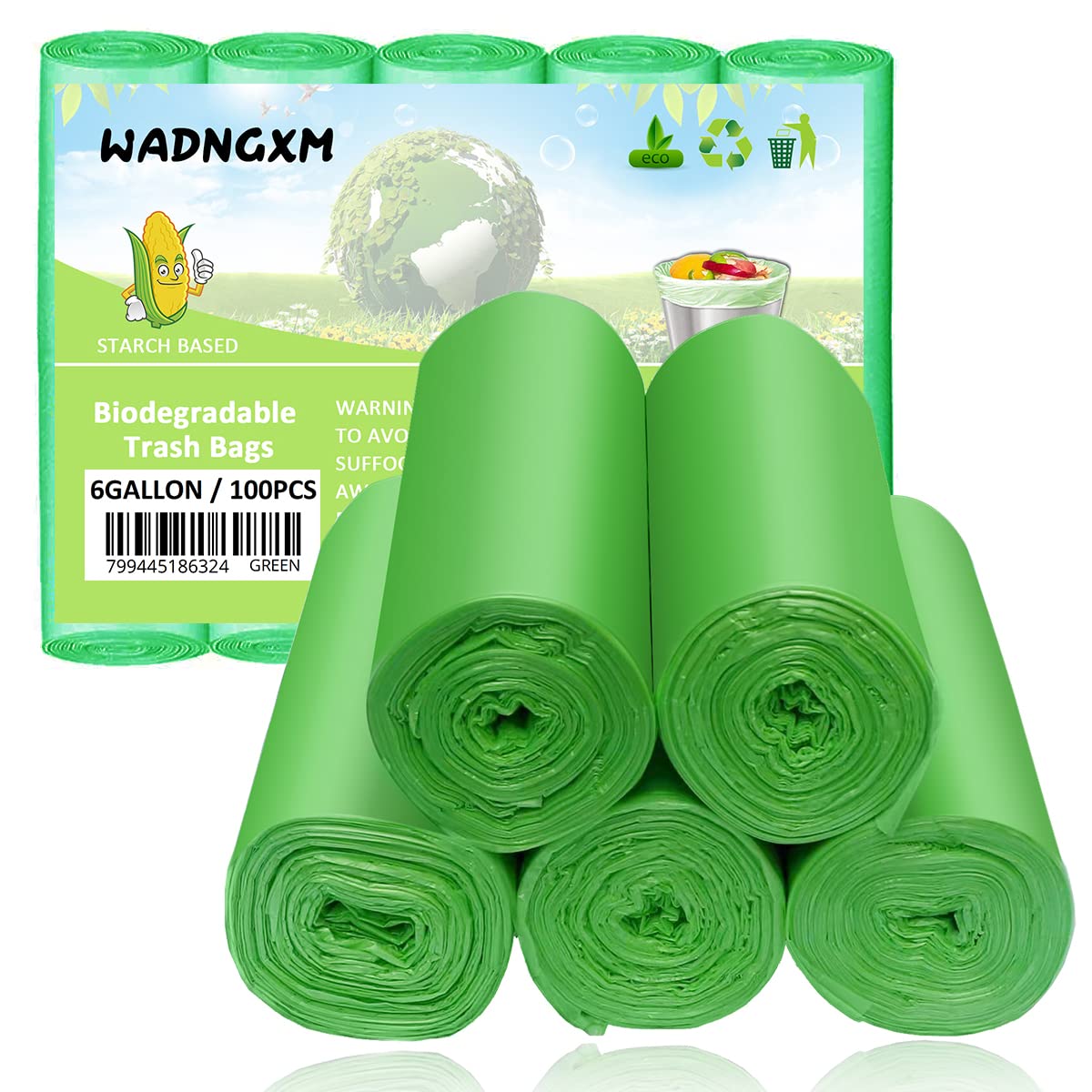6 Gallon Biodegradable Trash Bags for Office Shredder, Small Garbage Bags Recyclable Wastebasket Trash Liners for Bathroom Kitchen Home Bins, 100