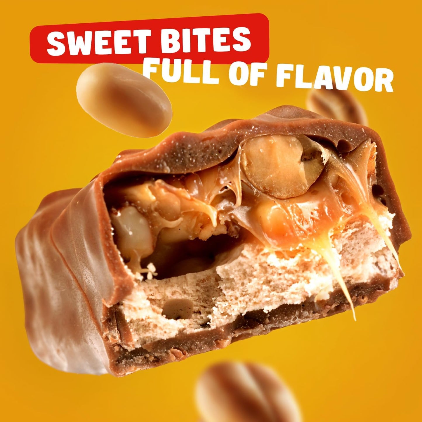 FUN SIZE Chocolate Candy Bars 2 lb - Anti Melt Pack, Individually Wrapped (52 Pieces), Bulk, Snack-Size Format, Crunchy Peanuts & Smooth Caramel