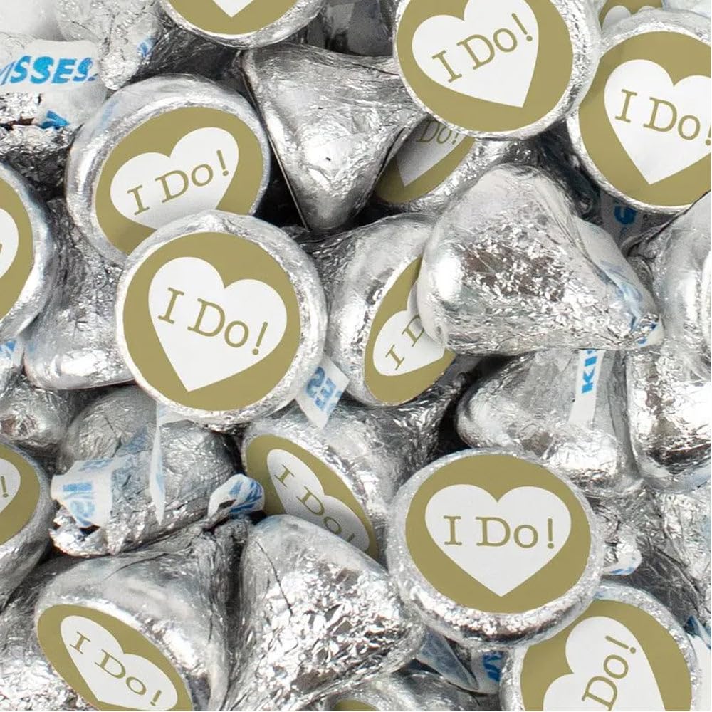 170ct Wedding I Do Stickered Milk Chocolate Kisses Candies For Bridal Shower Giveaways, Bachelorette Parties, Rehearsal Dinner & Reception Candy