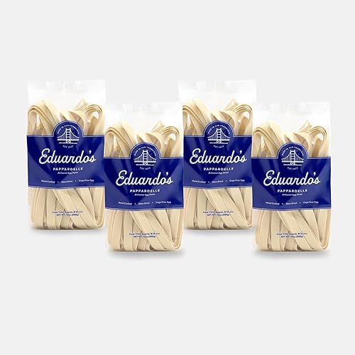 Eduardo's Pasta Co. Pappardelle Pasta, Hand-Laminated Egg Pasta, Ambient Temperature Slow Dried, Artisan San Francisco Pasta Since 1977, 12oz (4-Pack)