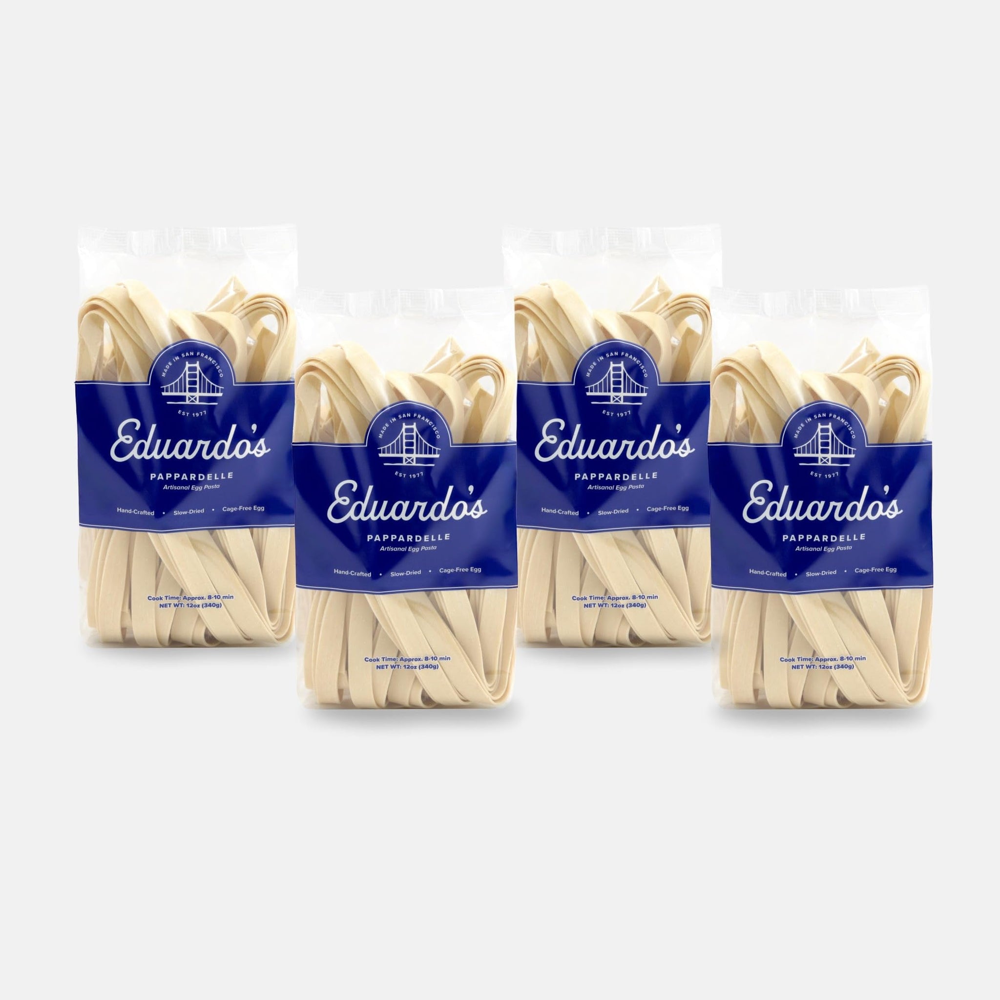 Eduardo's Pasta Co. Pappardelle Pasta, Hand-Laminated Egg Pasta, Ambient Temperature Slow Dried, Artisan San Francisco Pasta Since 1977, 12oz (4-Pack)