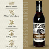 Barsmith Espresso Martini Mix - Cocktail Mixer w/Robust Espresso & Touch of Sweetness - Craft Bar-Quality Martinis at Home - Ideal for Iced Coffee
