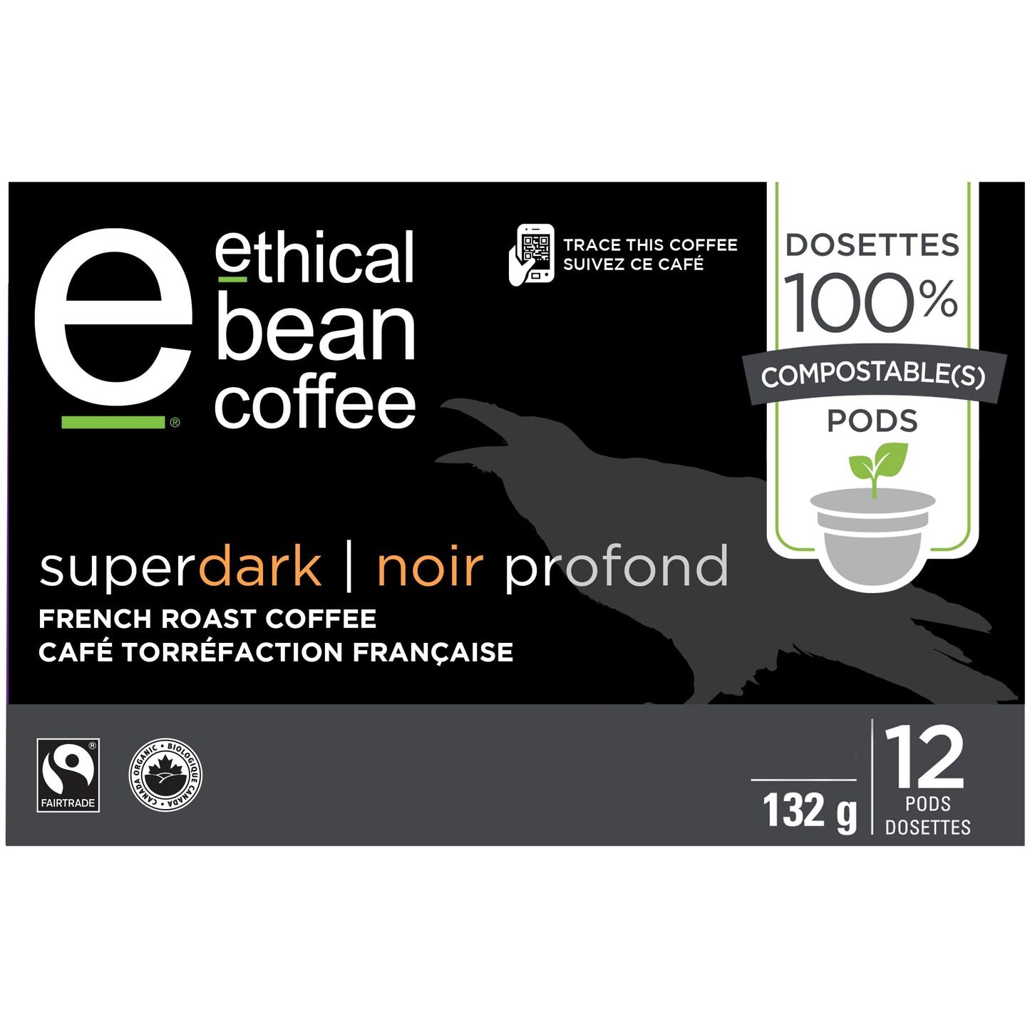 ETHICAL BEAN COFFEE Coffee Pods French Roast Superdark, 132 GR