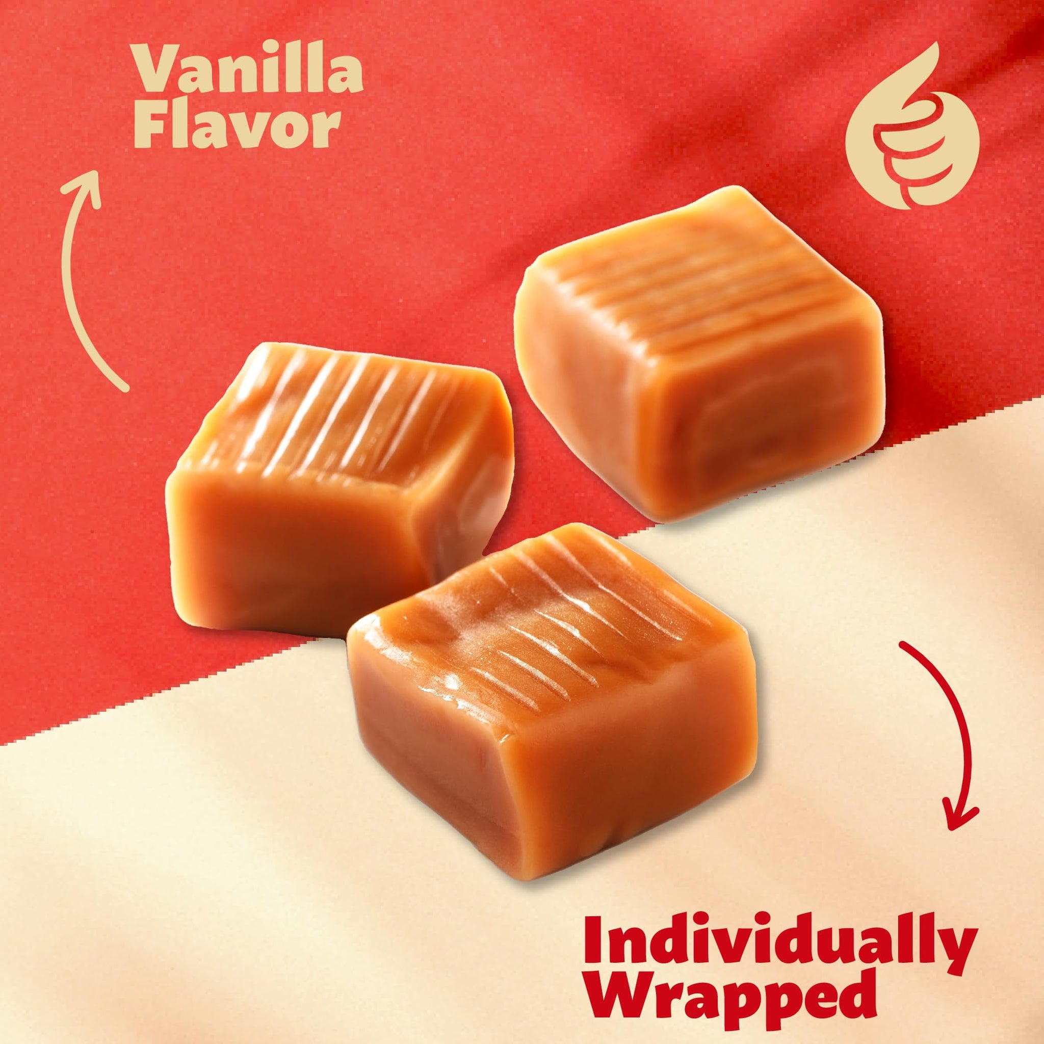 Vanilla Caramel Cubes Candy, Individually Wrapped, 1.5-Pound Pack (About 100 Pieces)