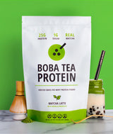 Boba Tea Protein Matcha Latte | 25g Grass-Fed Whey Protein Isolate Powder | Gluten-Free & Soy-Free Bubble Tea Protein Drink | Real Ingredients