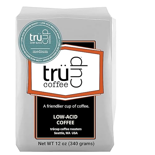 trücup Low Acid Coffee, Ground Coffee Medium Roast - Drip Grind 12 Oz, Natural Water&Steam Process 60% Less Acid, Smooth Flavor, Stomach-Friendly Rich