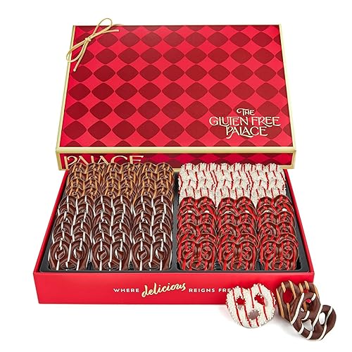 Gluten Free Palace Gift Box - Gourmet Gluten Free Father's Day Chocolate Covered Pretzels - Sweet & Salty Crunchy Treat Basket for Congratulation